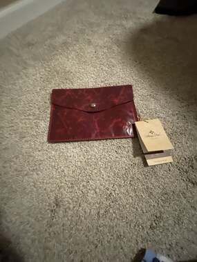 Patricia Nash Leather Envelope Clutch Red